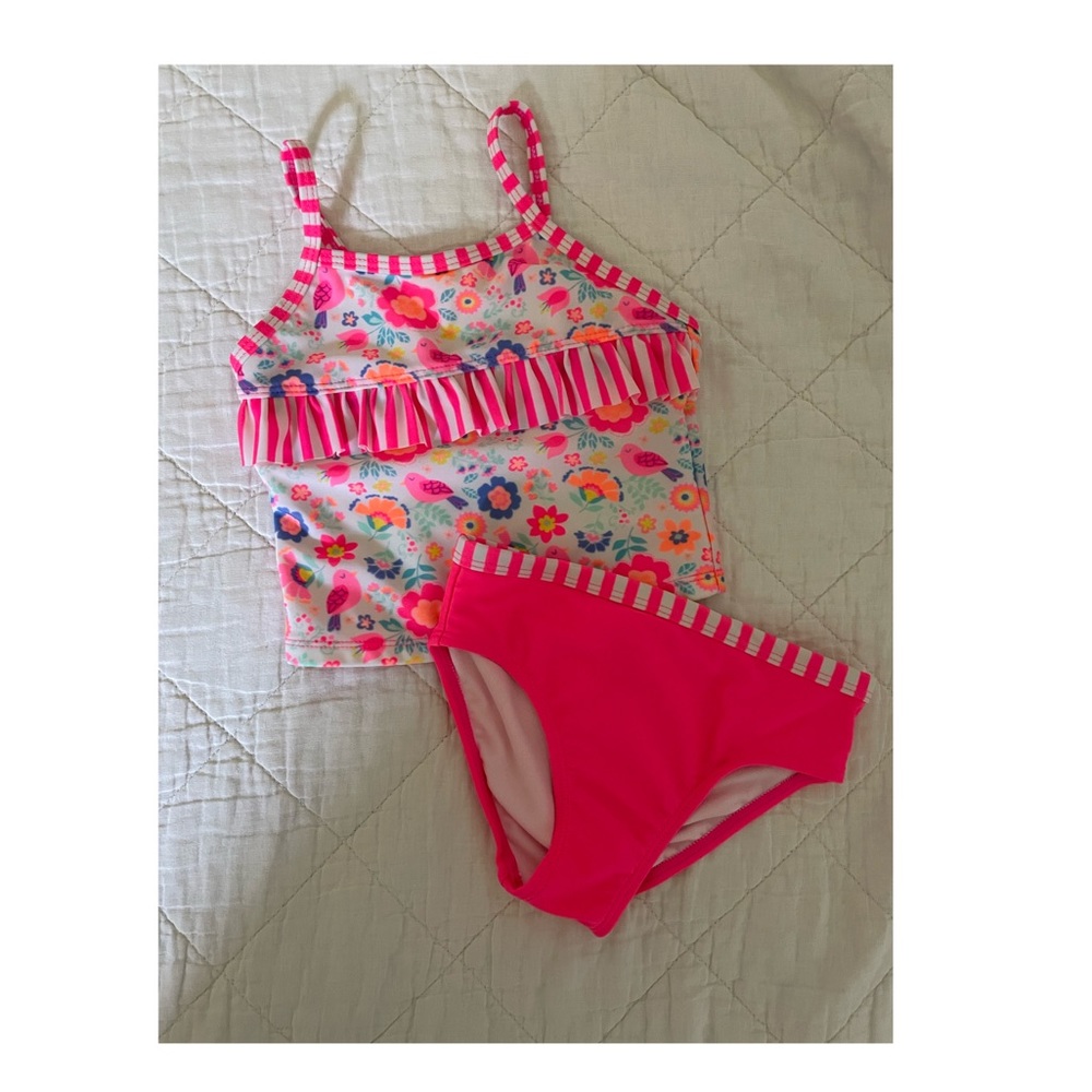Toddler Girls Tankini Set floral and bird print